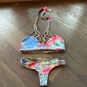 San Lorenzo two piece bikini with rope knot detail reversible size S